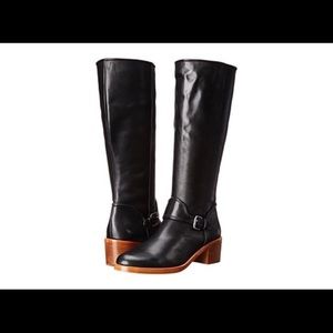 Coach Cecelia black leather riding boots